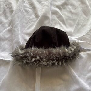 Faux Fur Trimmed Hat